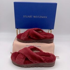 Stuart Weitzman Roza Faux Fur Platform Slide Sandal